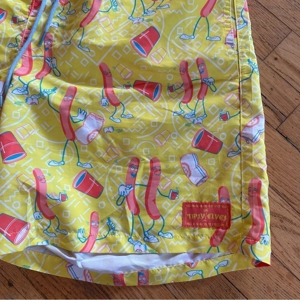 Tipsy Elves Sausage Party Novelty Swim Trunks Lined XXL